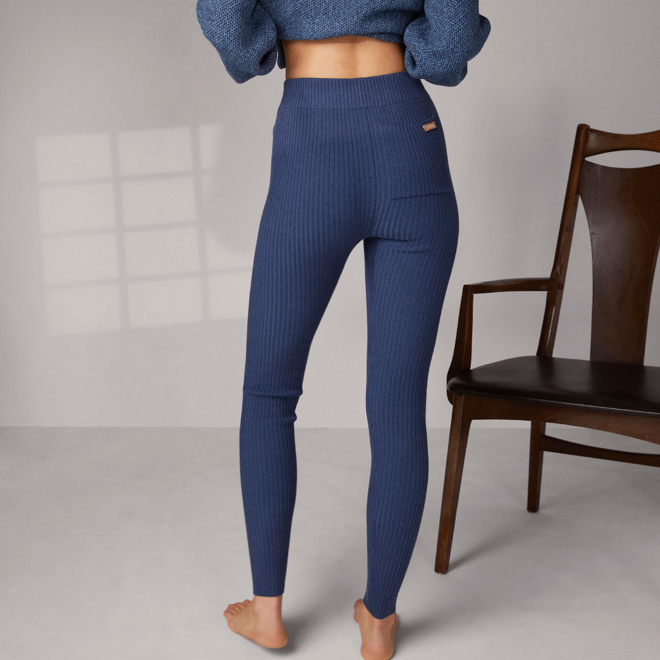 Women's Cozy Cotton Silk Ribbed Legging - #Clearing Blue