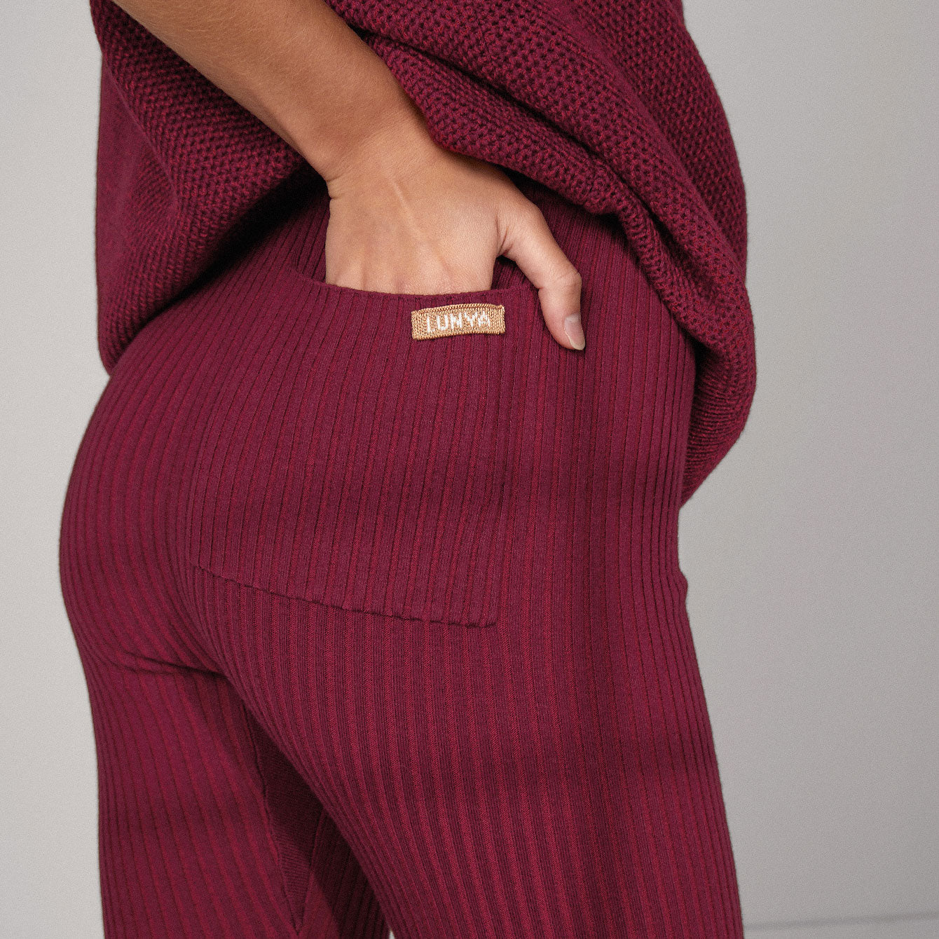 Buy Maroon Knitted Cotton Blend Yoga Pants (Yoga Pants) for INR599