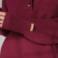 Women's Cozy Cotton Silk Pocket Henley - #Madrone Burgundy Marl