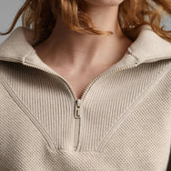 Lunya Loungewear Cozy Cotton Silk Collared Half Zip - #Glacier Ecru