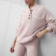 Lunya Loungewear Cozy Cotton Silk Pocket Henley - #Delicate Pink