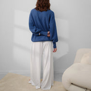 Lunya Loungewear Cozy Cotton Silk Pocket Henley - Lake Blue Marl