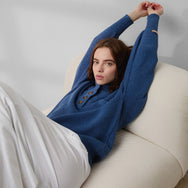 Lunya Loungewear Cozy Cotton Silk Pocket Henley - Lake Blue Marl