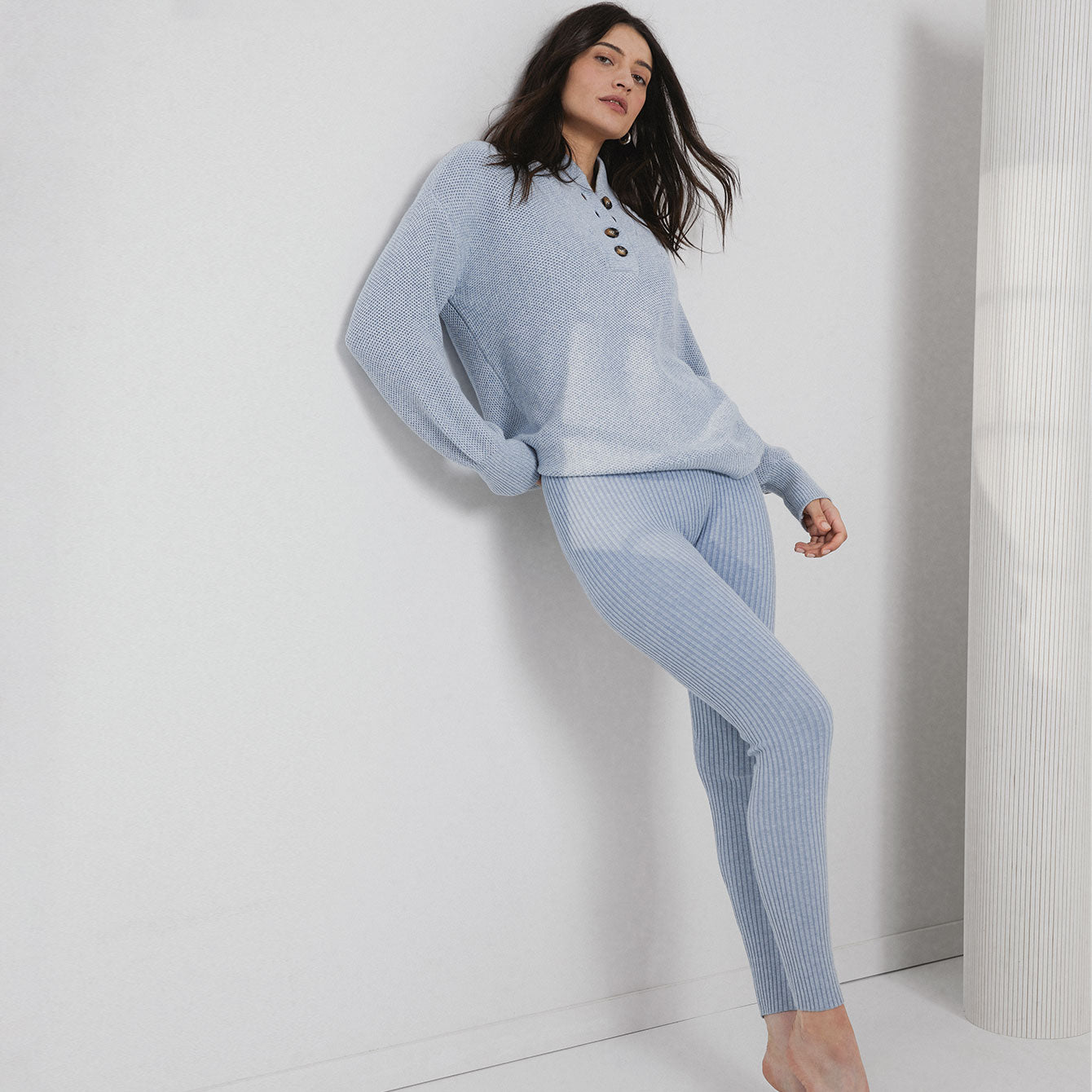 Buy Blue Marl Long Sleeve Pyjamas XL, Pyjamas
