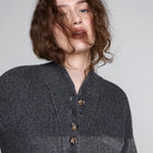 Cozy Cotton Silk Pocket Henley - #Drifting Charcoal