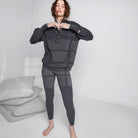 Cozy Cotton Silk Pocket Henley - #Drifting Charcoal