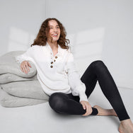 Lunya Sleepwear Cozy Cotton Silk Pocket Henley - #Sincere White