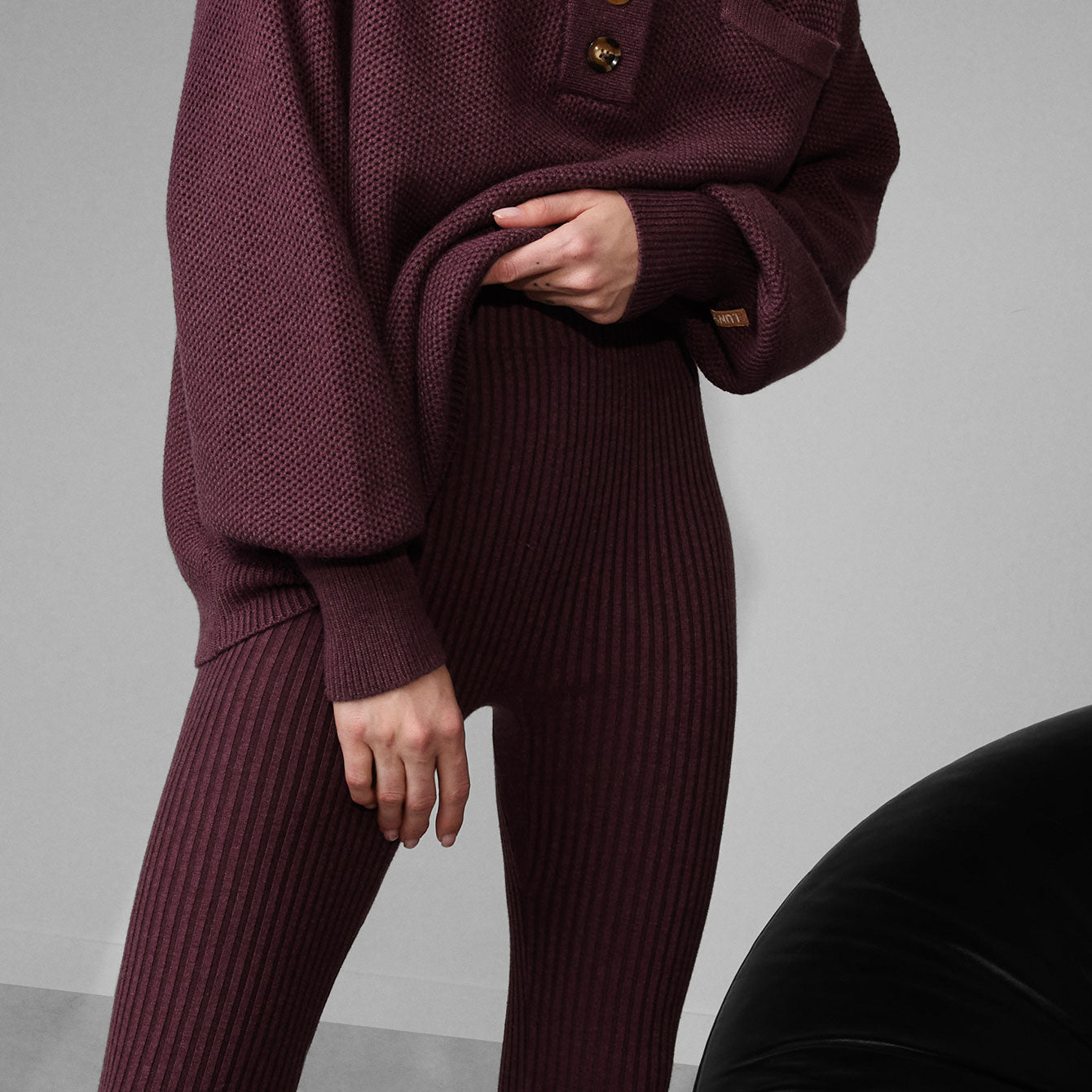 Lunya Loungewear Cozy Cotton Silk Ribbed Legging - #Brandied Plum