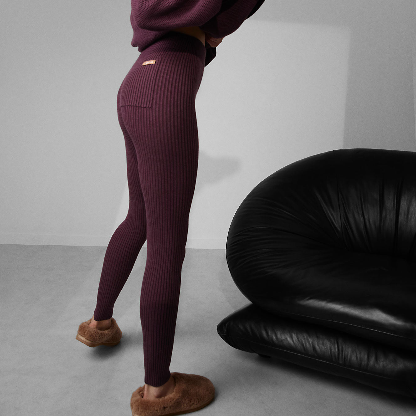 Lunya Loungewear Cozy Cotton Silk Ribbed Legging - #Brandied Plum