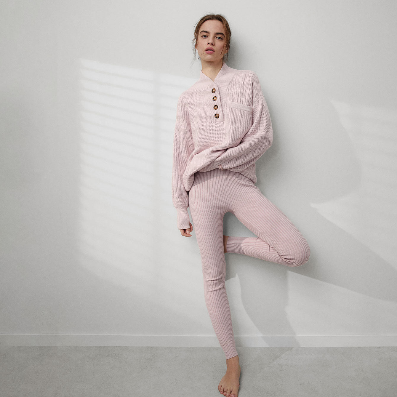 Lunya Loungewear Cozy Cotton Silk Ribbed Legging - #Delicate Pink