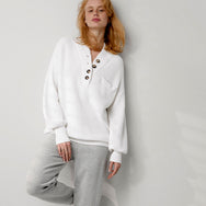 Lunya Sleepwear Cozy Cotton Silk Pocket Henley - #Sincere White
