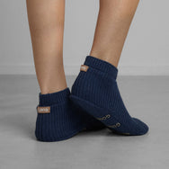 Cozy Cotton Silk Slipper Sock - #Deep Blue Heather