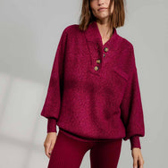 Lunya Loungewear Cottonsilk™ Pocket Henley - #Imperial Garnet Marl