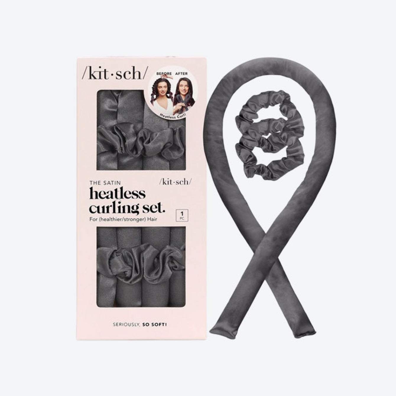 Lunya The Rest Shop Wellness Kitsch Satin Heatless Curling Set - #Charcoal