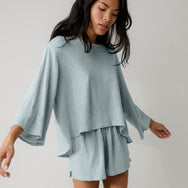 Lunya Loungewear Linen Knit Back Slit Top - #Siesta Blue