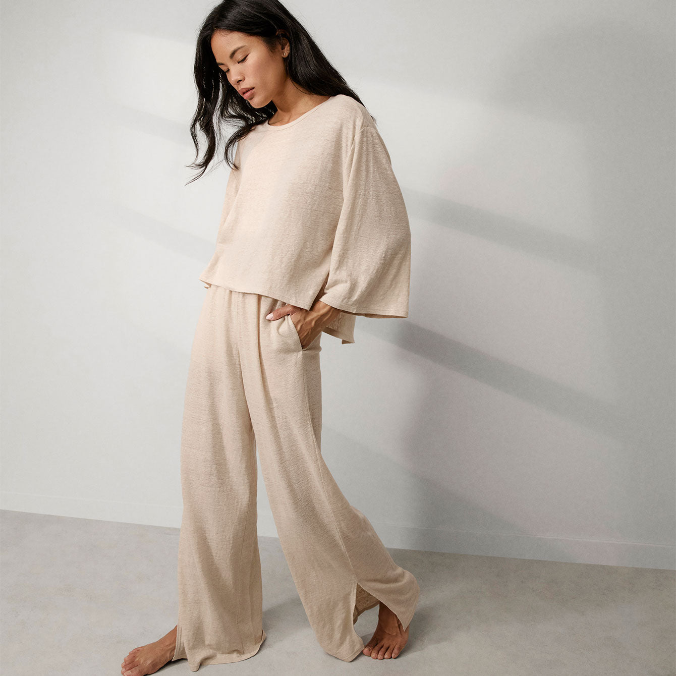 Lunya Loungewear Linen Knit Back Slit Top - #Yawning Oak