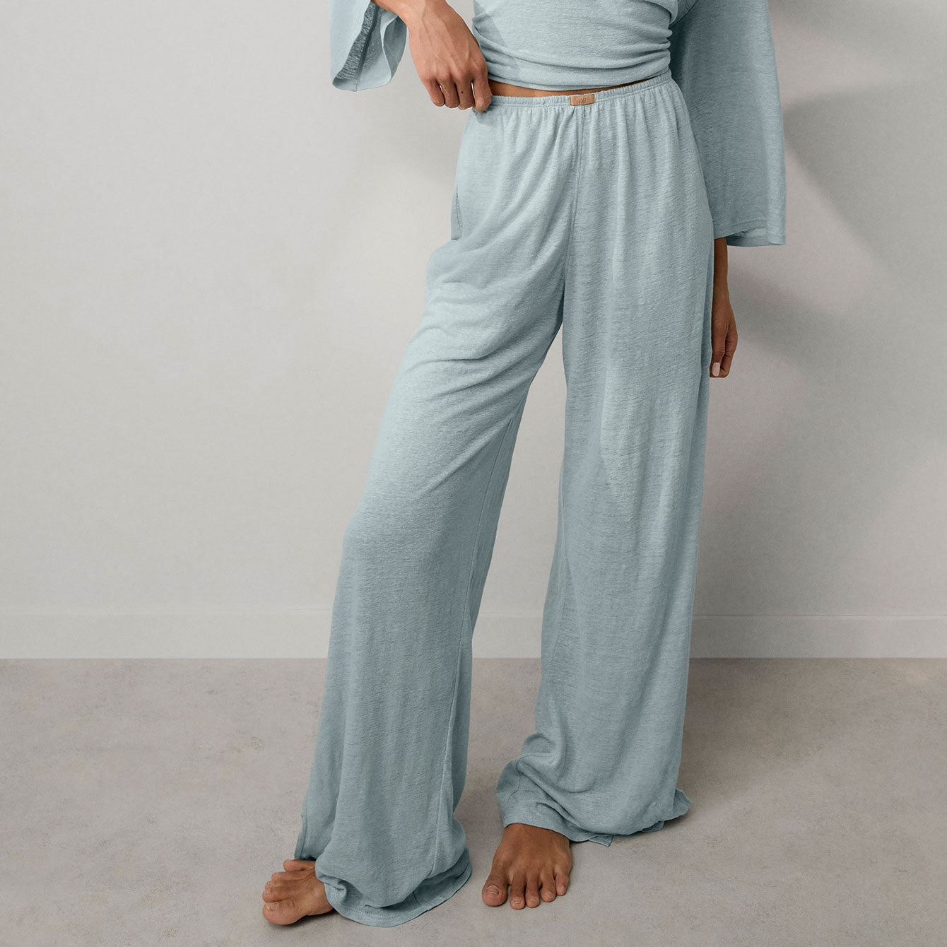 Lunya Loungewear Linen Knit Side Slit Pant - #Siesta Blue