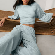 Lunya Loungewear Linen Knit Side Slit Pant - #Siesta Blue