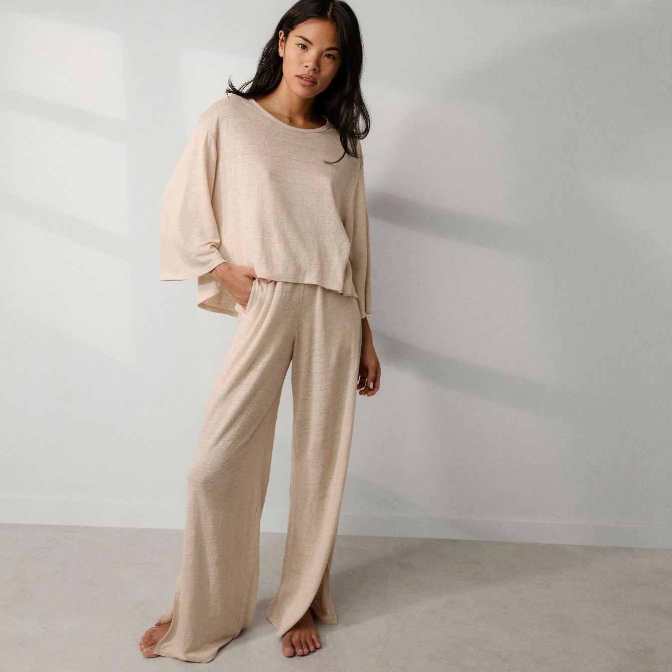 Lunya Loungewear Linen Knit Side Slit Pant - #Yawning Oak