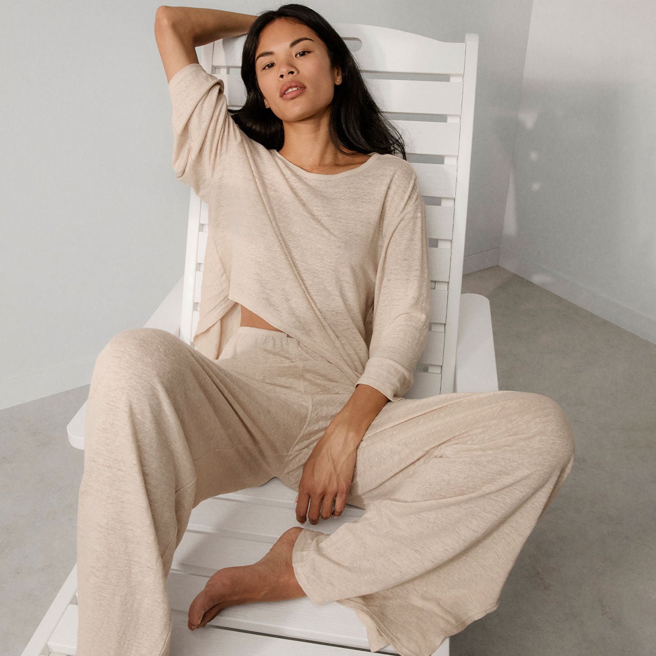 Lunya Loungewear Linen Knit Side Slit Pant - #Yawning Oak