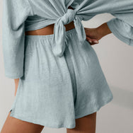 Lunya Loungewear Linen Knit Side Slit Short - #Siesta Blue