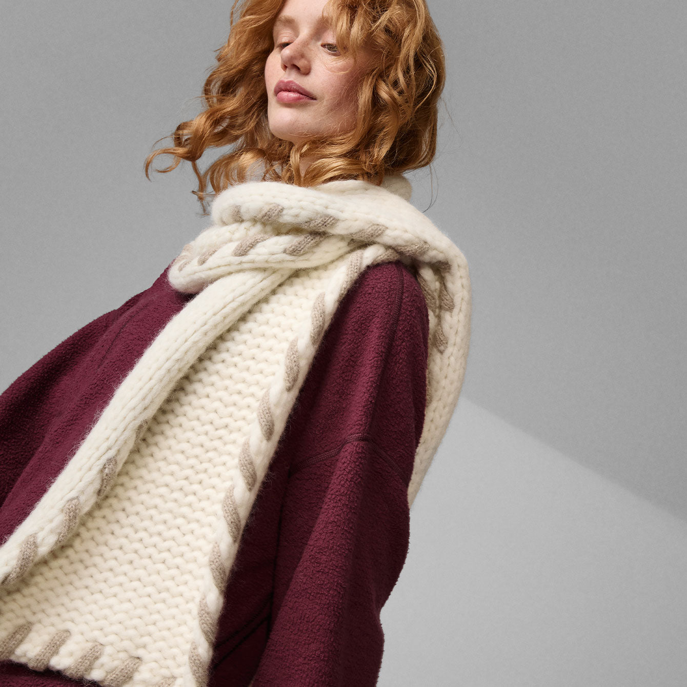 Lunya Loungewear Lofty Wool Whip Stitch Scarf - Waltzing Ivory