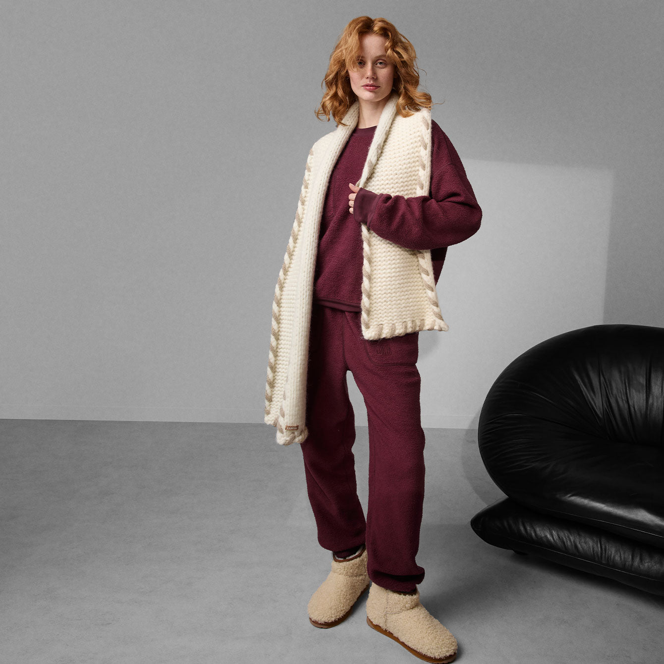 Lunya Loungewear Lofty Wool Whip Stitch Scarf - Waltzing Ivory
