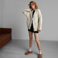 Lunya Loungewear Lofty Wool Whip Stitch Cardigan - #Waltzing Ivory