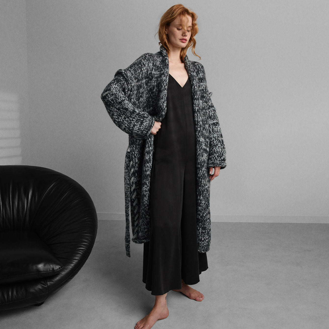 Lunya Loungewear Lofty Wool Whip Stitch Coatigan - #Cinder Coal