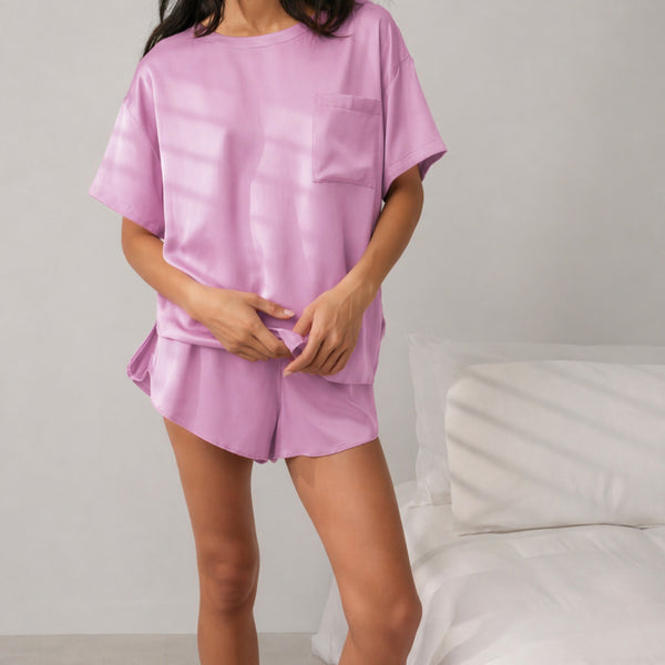 Washable Silk Tee Short Set