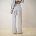 Lunya Pajamas - AIRY COTTON PIPED WIDE LEG PANT #STILLWATER STRIPE / SPRING CLOVER