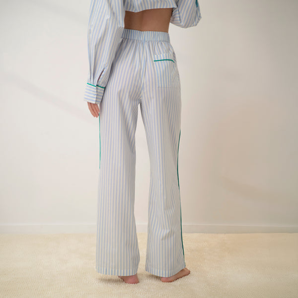 Airy Cotton Piped Wide Leg Pant