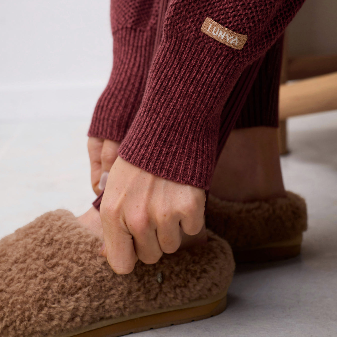 Lunya Loungewear Cottonsilk Pocket Henley - #Spiced Claret Marl