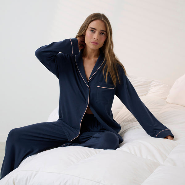 Slumberknit™ Shawl Collar Button Down Pant Set