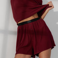 Lunya Pajamas Soft Modal Rib Tee Short Set - #Calliope Wine