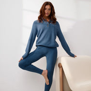 Lunya Loungewear Cottonsilk™ Pocket Henley - #Spiced Twilight Blue