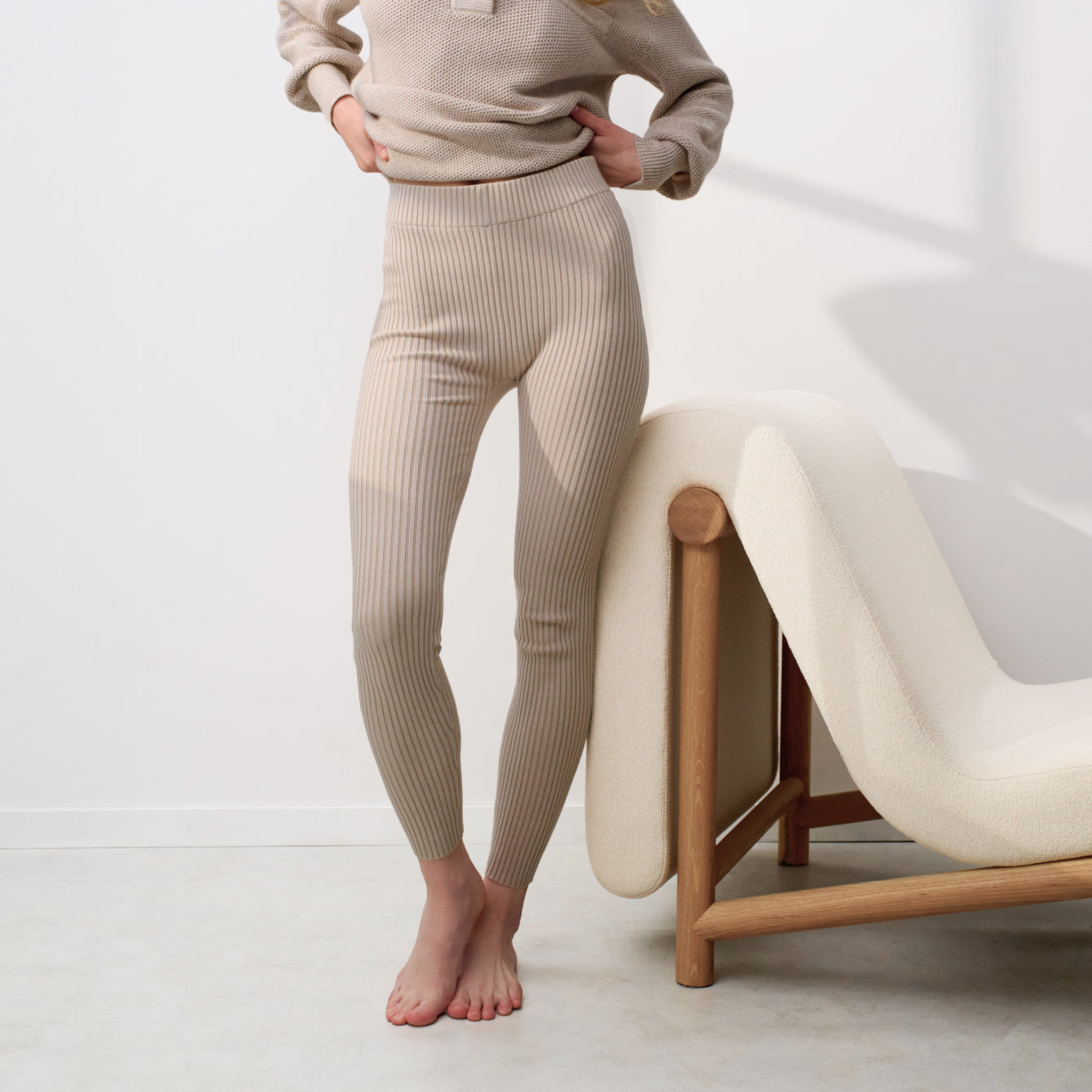 Lunya Loungewear Cottonsilk™ Ribbed Legging - #Calm Tan