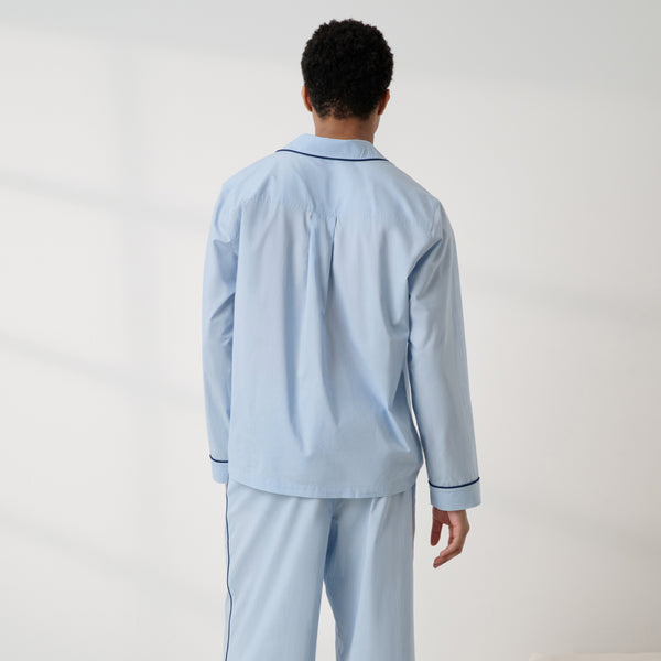Men's Airy Cotton Piped Sleep Shirt