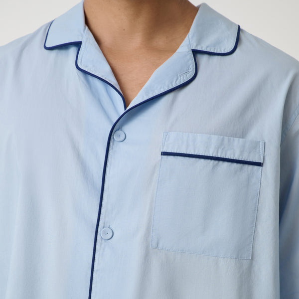 Men's Airy Cotton Piped Sleep Shirt