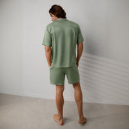 Lunya Men's Pajamas - Men's Washable Silk Button Up Short Set - #Garden Moss