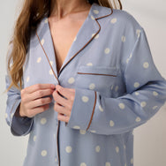 Lunya Pajamas - Washable Silk Sleep Shirt Dress #Riviera Dot/Iced Coffee