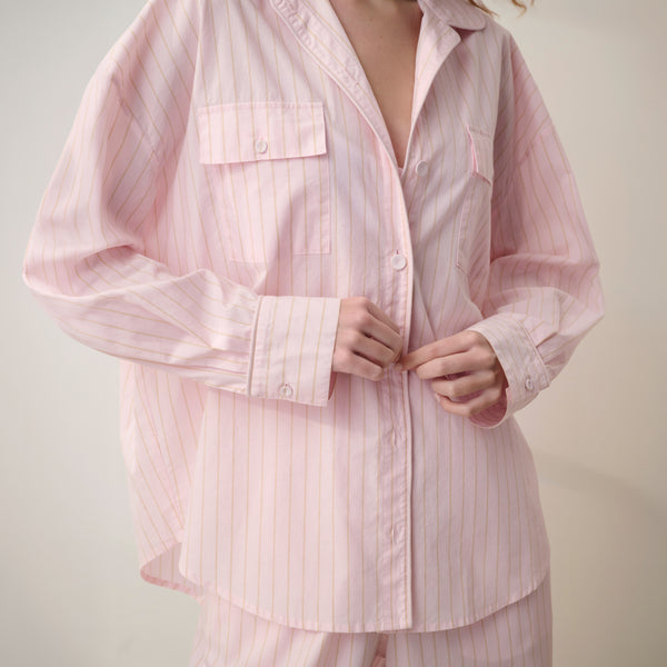 Airy Cotton Piped Button Down