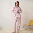Lunya Pajamas - AIRY COTTON PIPED WIDE LEG PANT #ROSEWATER STRIPE
