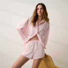 Lunya Pajamas - AIRY COTTON PIPED SHORT #ROSEWATER STRIPE
