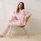 Lunya Pajamas - AIRY COTTON PIPED BUTTON DOWN #ROSEWATER STRIPE