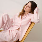 Lunya Pajamas - AIRY COTTON PIPED WIDE LEG PANT #ROSEWATER STRIPE