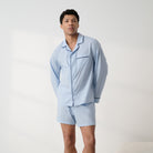 Lunya Men's Boxer - Men's Airy Cotton BOXER - #Still Blue/Deep Blue