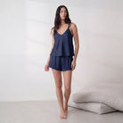 Lunya Pajamas - WASHABLE SILK BIAS CAMI SHORT SET #deep blue