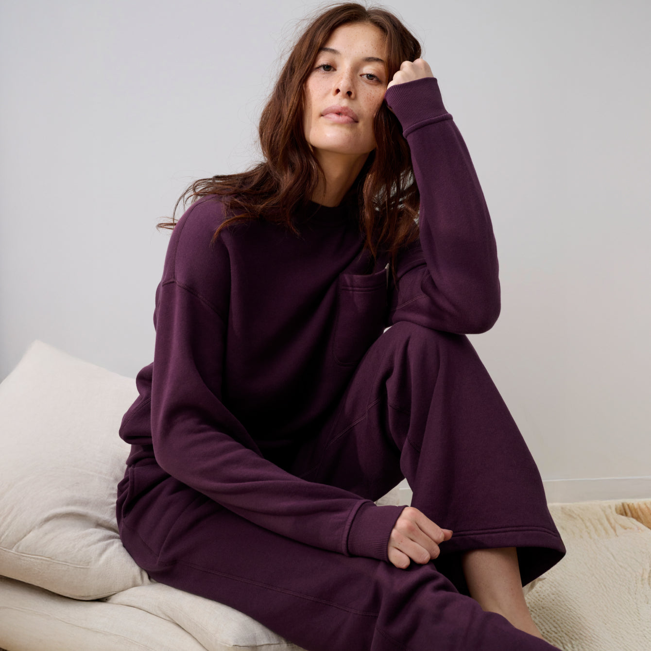 Lunya Loungewear Silksweats™ Midweight Reversible Crew Neck Sweatshirt - #Vintage Merlot