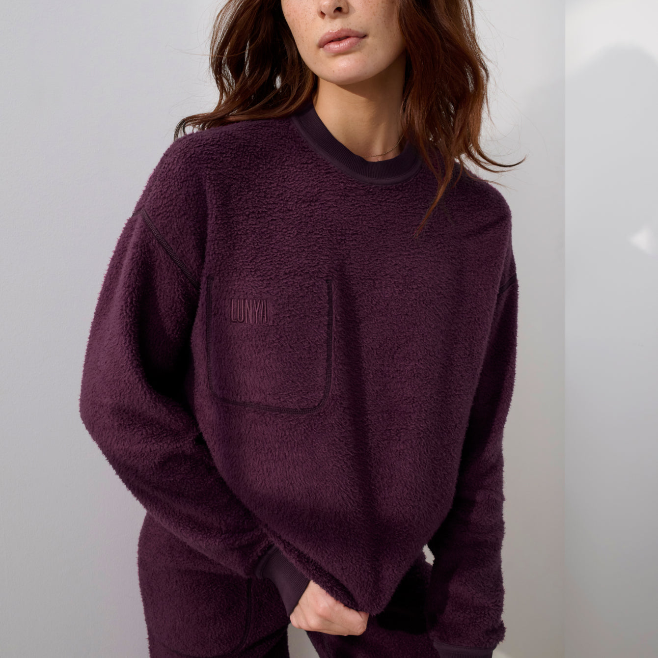 Lunya Loungewear Silksweats™ Midweight Reversible Crew Neck Sweatshirt - #Vintage Merlot